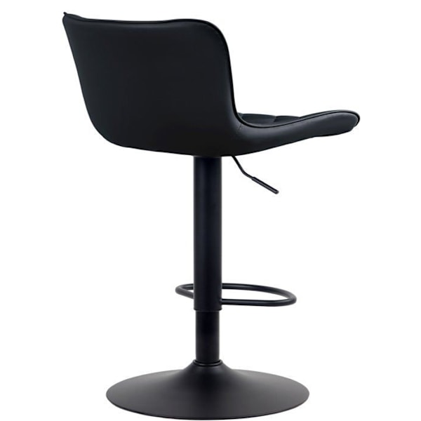 Barstol x1 dekorative syninger trumpetfod justerbar højden i sort metal sæde i sort PVC 10_0004855 Metall