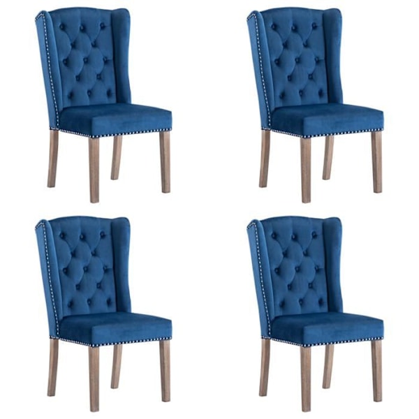 Set med 4 klassiska designstolar i blått sammet för matsal/kök CDS021310 Blå