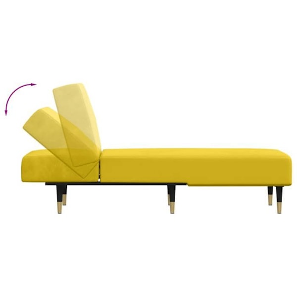 Meridienne chaise longue för inomhus tre positioner konvertibla i gul sammet DEC026196 Gul