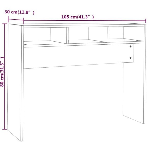 Entrémöbel konsolbord design elegant med fack 105 x 30 x 80 cm ingenjörsträ brun DEC031782 kastanj