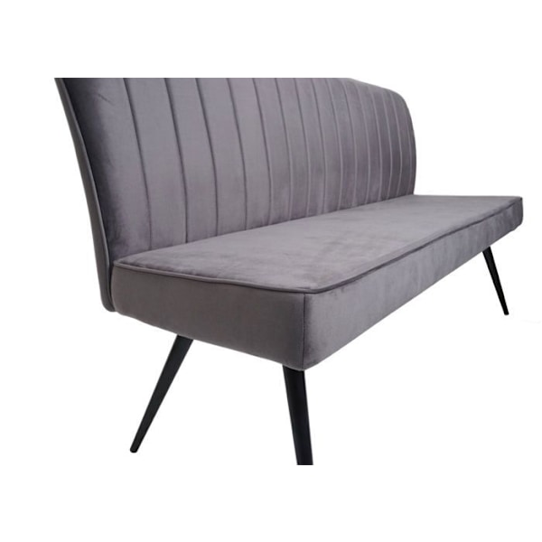 Ravintolapöytäsohva, jossa on tummanharmaa samettipäällinen ja metalli, 160 cm 04_0005856 Grå