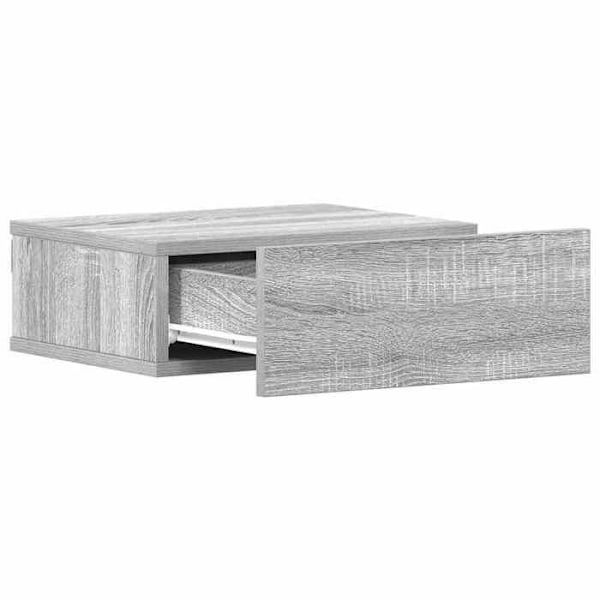 Sæt med 2 væghængte natborde med skuffe 40 x 30 x 15 cm grå ingenierietræ DEC036000 kastanj