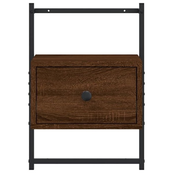 Seinälle kiinnitettävä yöpöytä laatikolla 35 x 30 x 51 cm ruskeaa puuainesta ja metallia DEC034246 kastanj
