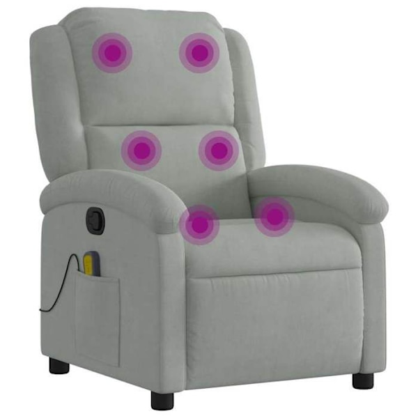 FAUTEUIL DE RELAXATION TV MED MASSAGE FUNKTION, INCLINERBAR MED 6 MASSAGEPUNKTER I LYSELYSE GRÅ DEC026931 Grå