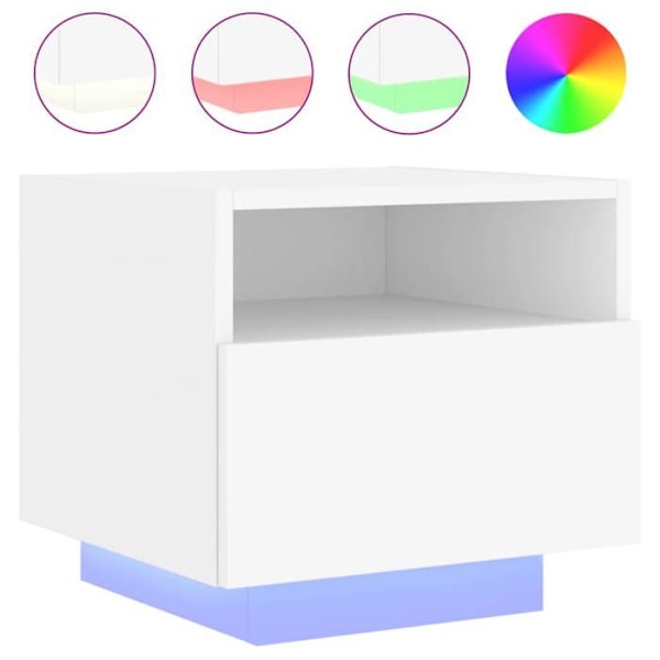 Sæt af 2 natborde med skuffer og RGB LED-lys 40 x 39 x 37 cm hvidt ingeniørtræ DEC032824 Vit