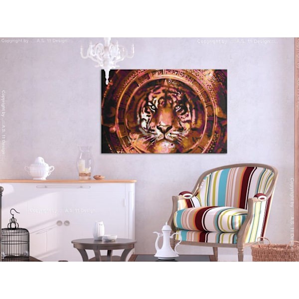Maleræt til at male selv, maleri efter tal, tigermotiv og ornamenter 60 x 40