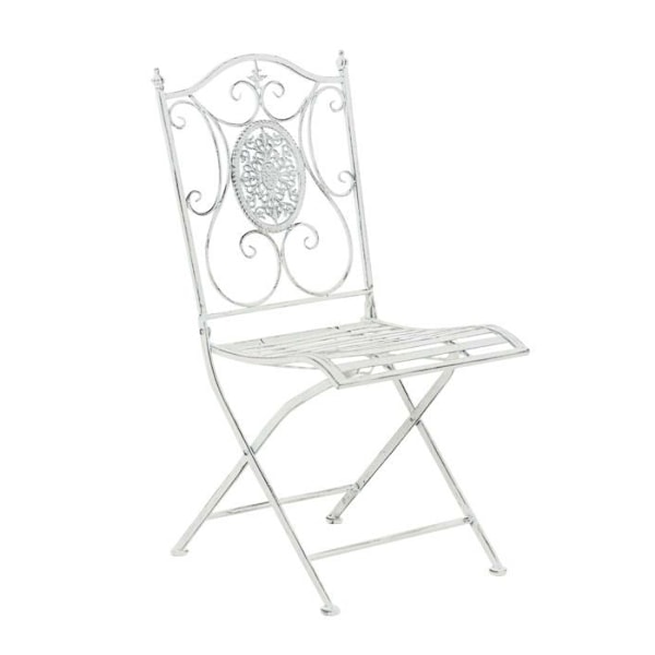 Bænk til have balkon terrasse design rustik sammenklappelig i hvidmetallisk slidte 10_0003033 Vit