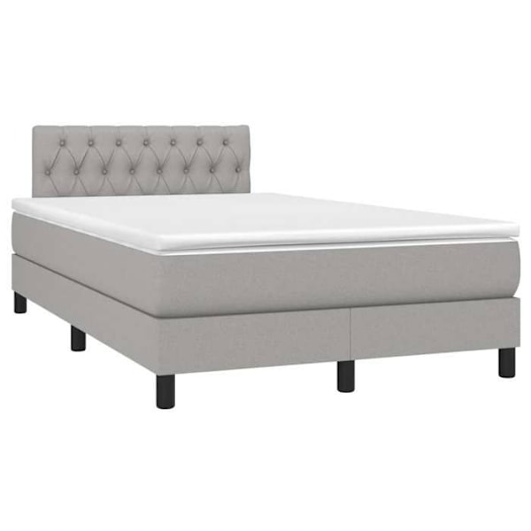 LED-sängram med sängbotten, huvudgavel, madrass och övermadrass 120x200 cm ljusgrått tyg TDL0207887 Grå