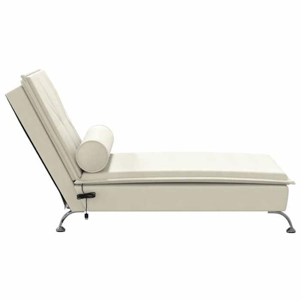 Meridienne chaise longue för inomhusmassage med kudde i krämiga velour DEC026145 Grädde