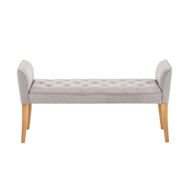 Banc banquette polstret i lys grå stof med træben bredde 133cm BAN10003
