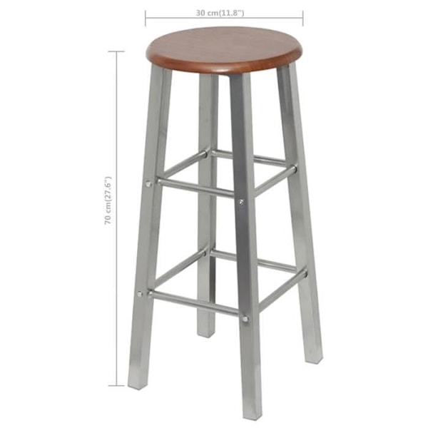 Set med 4 barstolar höga stolar i silverfärgad stål + MDF DEC029905 Silver
