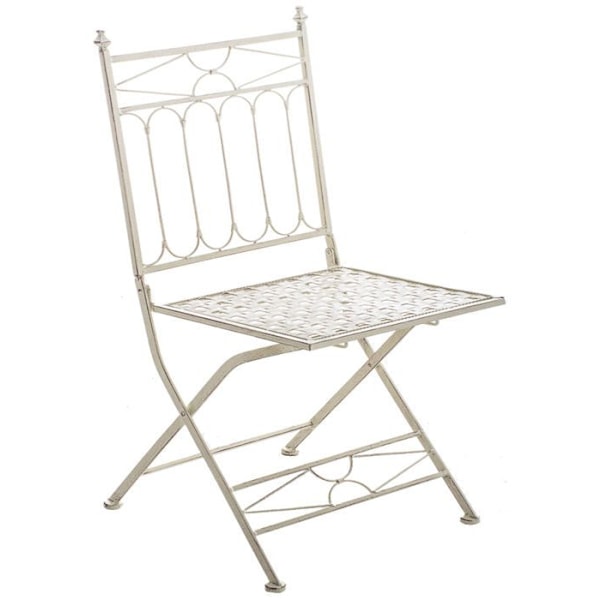 Sæt med 2 sammenklappelige havemøbler til terrasse og balkon i rustik design i cremefarvet, gammeldags smedet jern 10_0003128 Grädde
