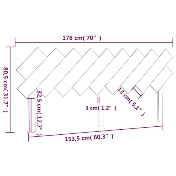 Hovedgærde til soveværelse, sengemøbel 178 x 3 x 80,5 sort fyrretræ