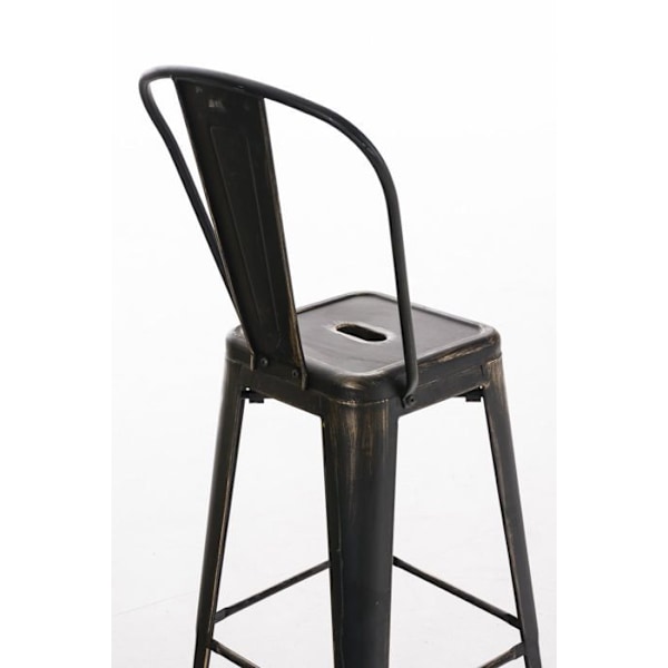 Barstol med hög rygg i industriell stil i svartlackerad metall.