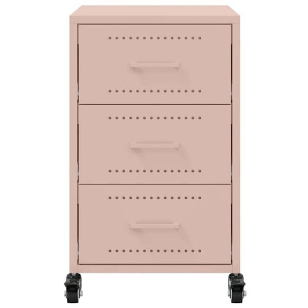 Sengebord på hjul med 3 skuffer 36 x 39 x 59 cm stål pink DEC034562 Rosa
