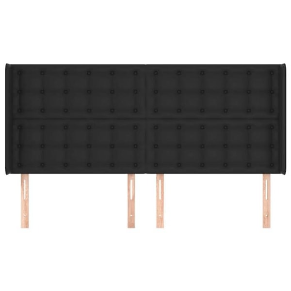 Huvudgavel - Möbel - Knappt - Syntetläder svart - 203x16x118/128 cm - Klassisk stil Svart