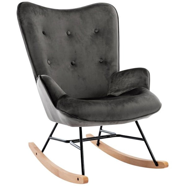 Gungstol - FAB - Dekorativ knapp - Mörkgrå sammet - Modern design - Bekväm Grå