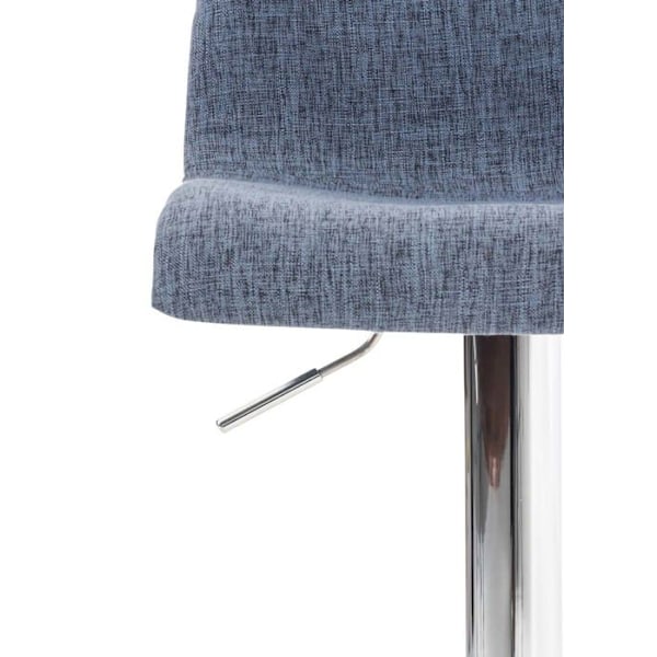 Baari stool, jossa on kääntyvä jalkatuki, kaareva selkänoja sinisestä kankaasta ja kromimetallista 10_0004964 Blå