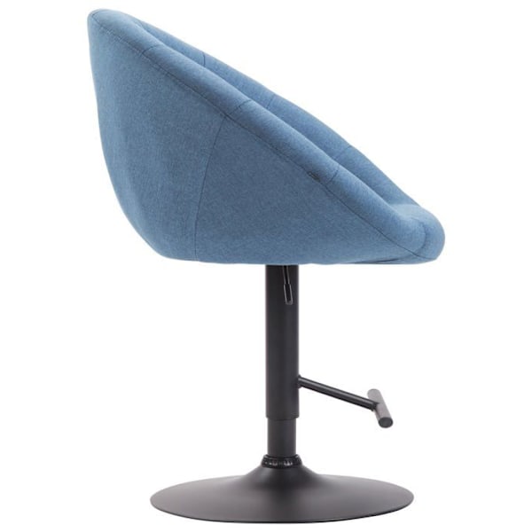 Modern design barstool äggformad med klädd yta och fotstöd i svart metall blått tyg TDB10321 Blå