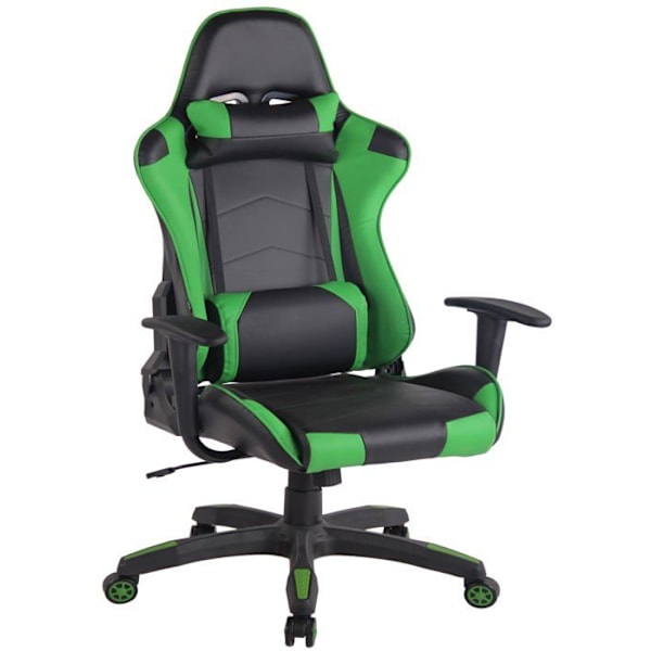 Kontorsstol design sport med lutningsmekanism och kuddar i svart/grönt PVC 10_0002551 Svart