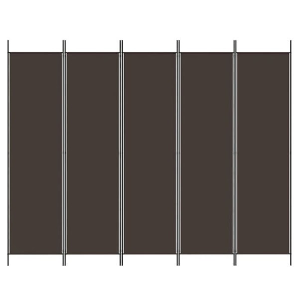 Paravent separerar rum partition 5 paneler 250 x 200 cm brunt tyg och järn DEC030981 Flerfärgad