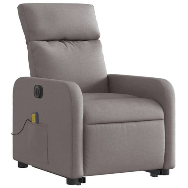 Massagefåtölj med elektrisk lyftfunktion och vändbar funktion i taupe tyg DEC027863 Mol