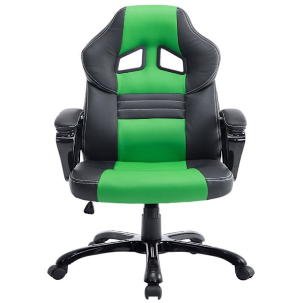 Gaming kontorstol på hjul med PVC sort/grønne og plastik vippefunktion 10_0002598 Svart