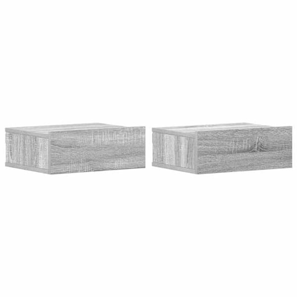 Sæt med 2 væghængte natborde med skuffe 40 x 30 x 15 cm grå ingenierietræ DEC036000 kastanj