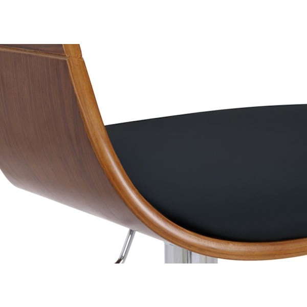 Barstol x1 skandinavisk design i sort PVC med valnødsstruktur og metalben i krom 10_0005042 kastanj