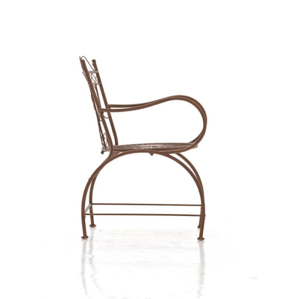 Havemøbel med armlæn til balkon terrasse i rustik design i gammel brunt metal 10_0003030 kastanj