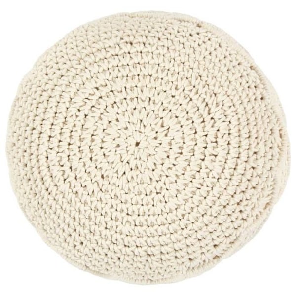 Pouf taburet fodskammel håndlavet flettet bomuld 45 x 30 cm beige bomuld DEC029977 Beige