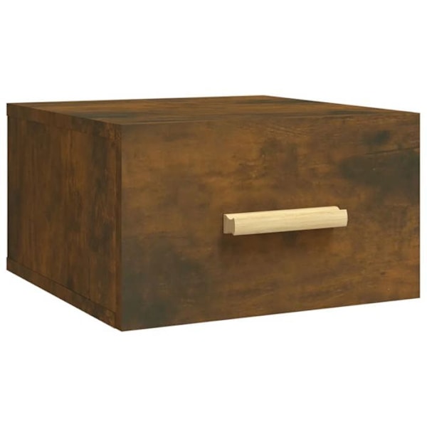 Væghængt natbord med skuffe 35 x 35 x 20 cm brunt ingeniørtræ DEC034254 kastanj