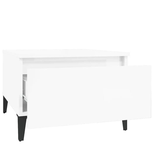 Bordplade møbel til stue lavt bord 50 x 46 x 35 cm hvidt ingeniørtræ DEC032368 Vit
