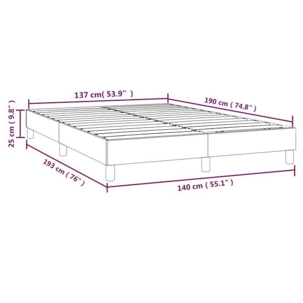 Sommier med lameller på ben, rammemadrasse 140x190 cm, taupe stof TDL0206937