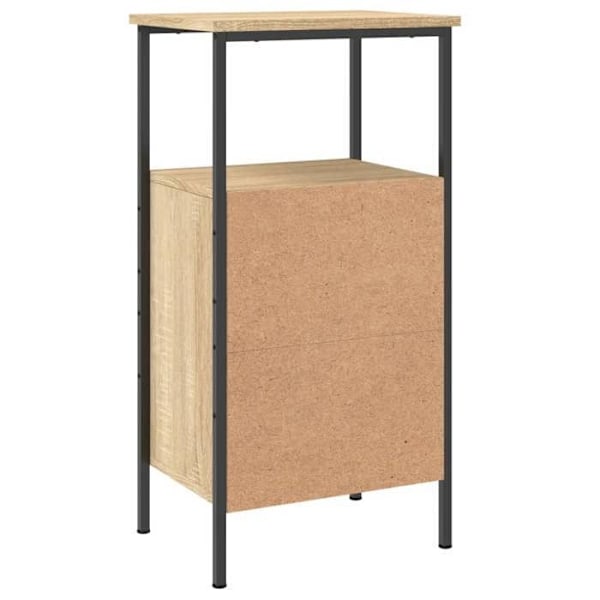 Sæt med 2 natborde med opbevaringsrum med dør og hylde 41 x 31 x 80 cm ingeniørtræ farve egetræ og jern DEC035287 kastanj