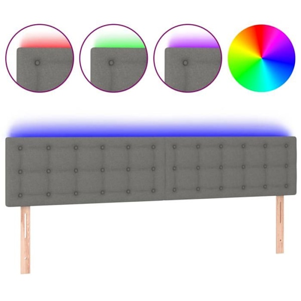Hovedgærde til seng med LED 160 x 5 x 78/88 cm mørkegråt stof TDL0201121 Grå
