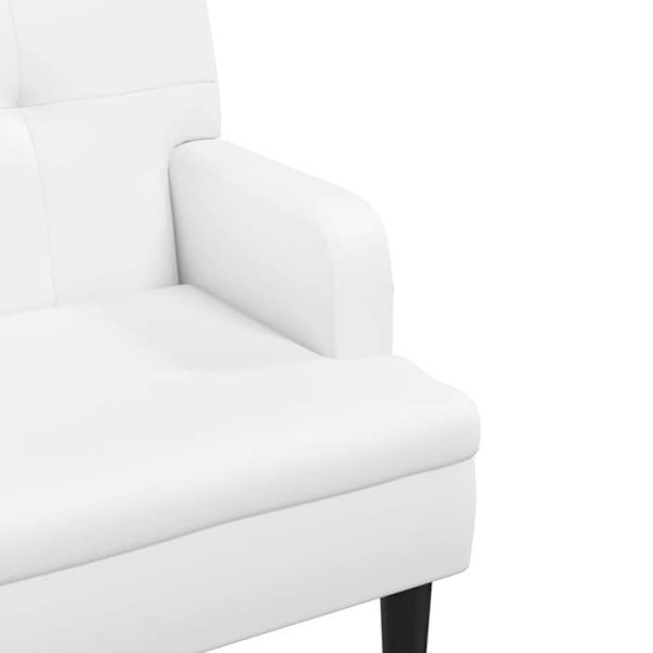 Pehmustettu penkki selkänojan ja käsinojien kanssa 112 x 65,5 x 75 cm valkoista PVC:tä DEC024638 Vit