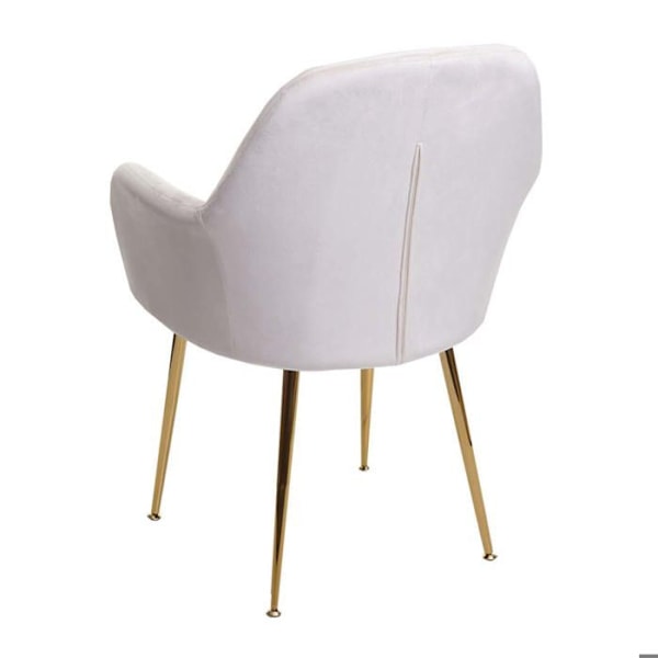 Set med 2 matsalsstolar med rund rygg design retro i cremevitt sammet och gyllenben 04_0007351 Vit