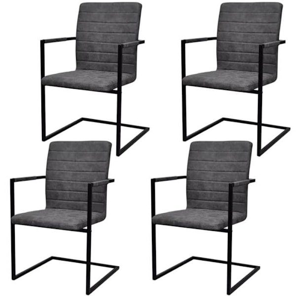 4 kpl ruokailutilan "cantilever" -tuoleja, elegantti muotoilu, synteettinen harmaa