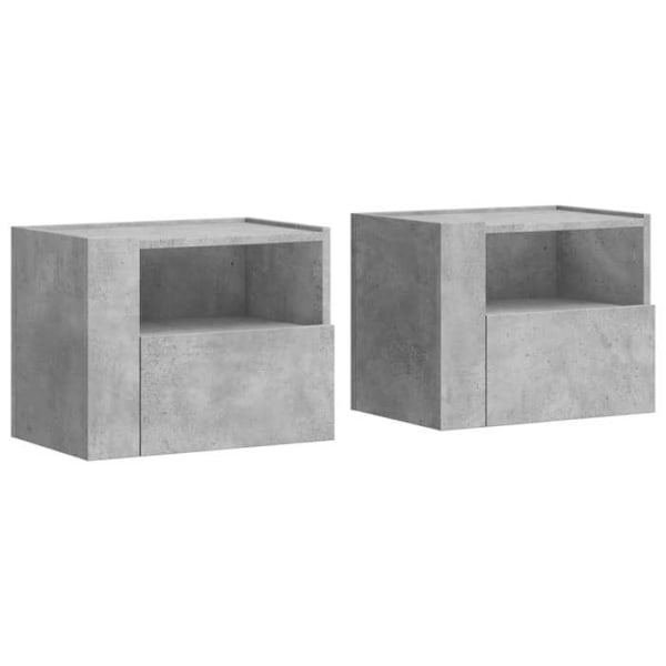 Set av 2 väggmonterade nattygsbord med låda och öppet fack 45 x 30 x 35 cm grått ingenjörsträ DEC036086 kastanj