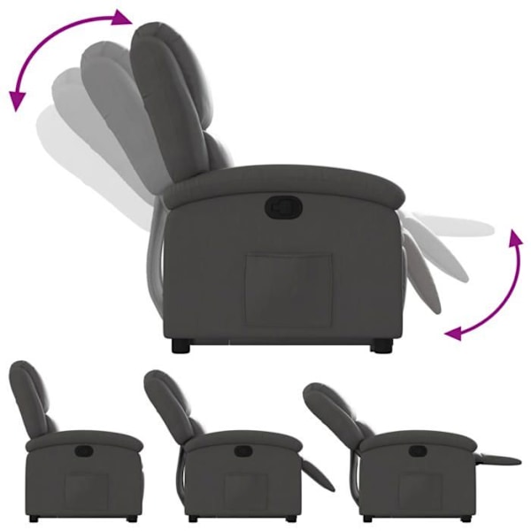 Fauteuil relax TV med komfortabel polstring, elektrisk løftefunktion i ægte grå læder DEC027924 Grå