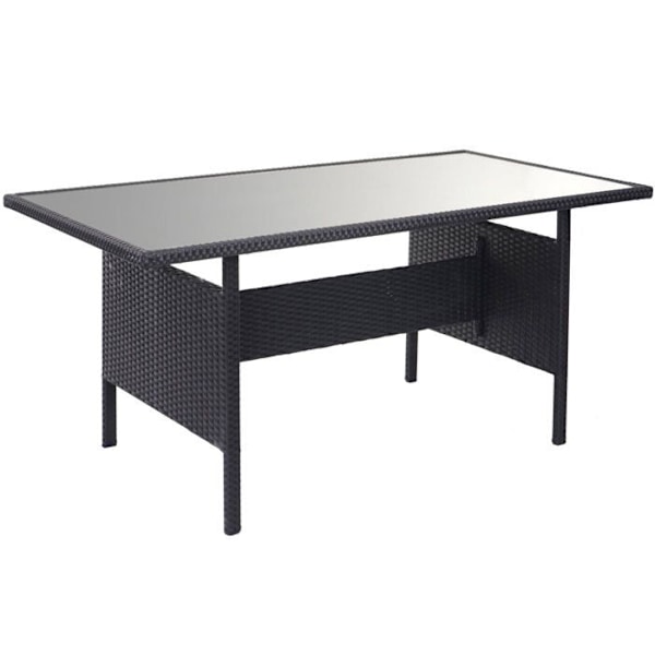 Komplet havemøbel sæt til terrasse, balkon og veranda i sort polyrotin med grå puder og to taburetter.