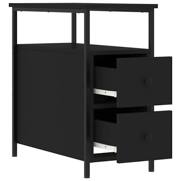 Sæt med 2 natborde med to skuffer og hylde 30 x 60 x 60 cm sort ingeniørtræ DEC035458 kastanj