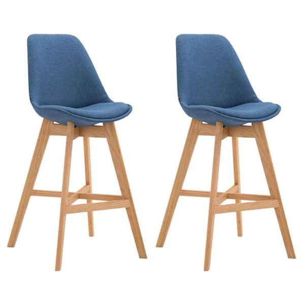 Sæt af 2 barstole moderne design i blåt stof