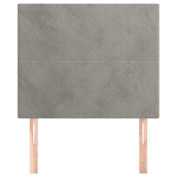 Hovedgærde til seng, soveværelse, møbel i 2 dele 90 x 5 x 78/88 cm, lys grå velour TDL0206401 Grå