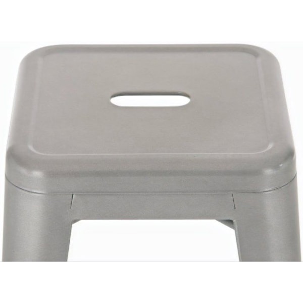 Barstol x1 med fotstöd i industriell design i silvermetall 10_0005005 Silver