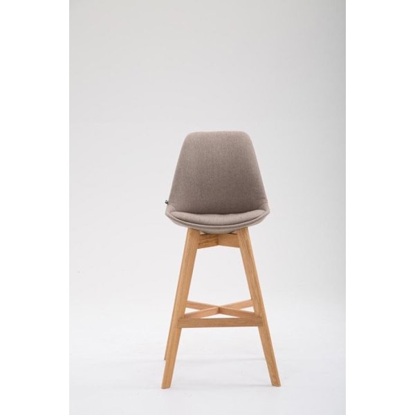 Barstol - Skandinavisk design - Taupe tyg - Höjd 112 cm - Ekträ - Modern Mol