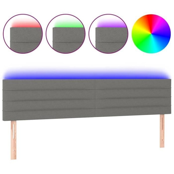 Hovedgærde - Ikke specificeret - 200x5x78/88 cm - Mørkegrå stof - Farvet LED - Moderne design Mörkgrå