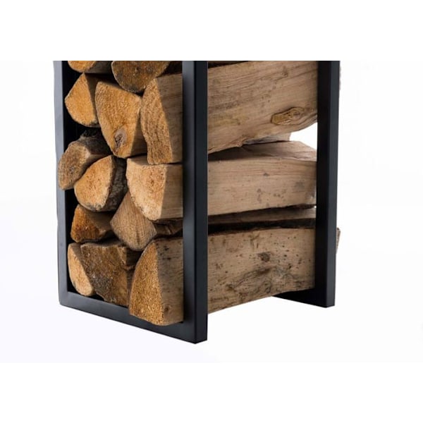 Række bûches opbevaring til brændeovn 160x25 cm i mat sort metal 10_0003577 kastanj