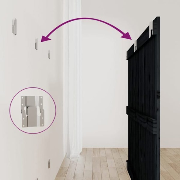 Hovedgærde til seng til soveværelse vægmonteret møbel i paletstil 147 x 3 x 90 massiv sort træ Svart